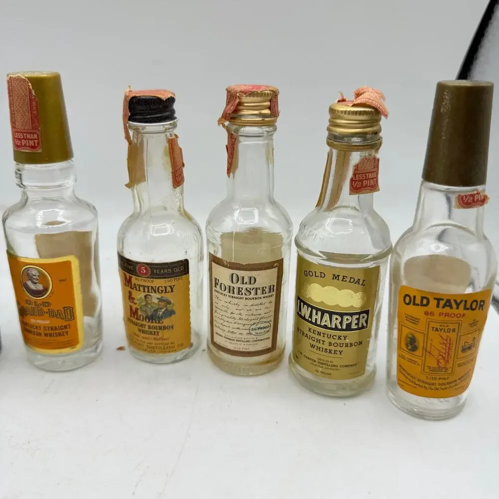 X7 vintage miniature airline delta liquor bottles - shots retro mcm